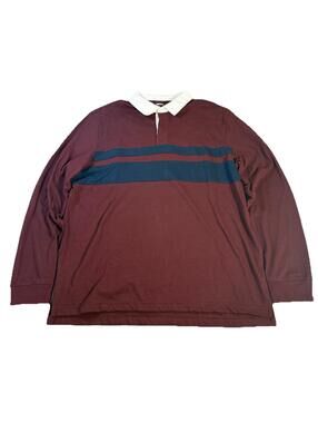 Sonoma Rugby Shirt Long Sleeve Men’s XL 2 Striped Maroon Polo